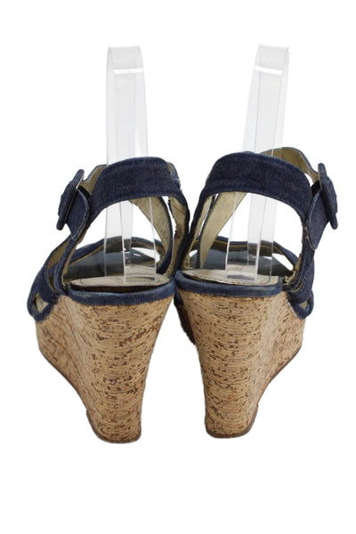 See by Chloe Womens Denim Platform Wedges Blue Size 8