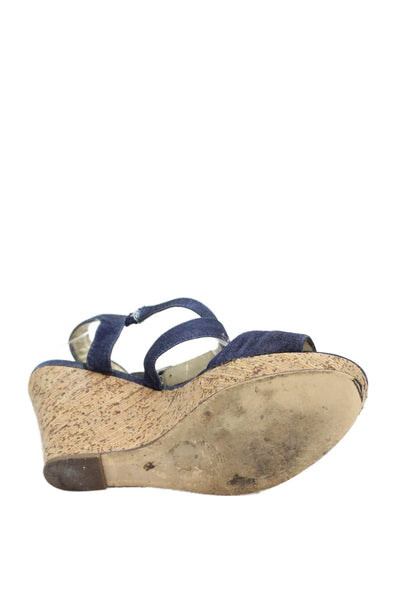 See by Chloe Womens Denim Platform Wedges Blue Size 8