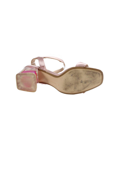 Zara Woman Womens Satin Acrylic Block Heel Sandals Pink Size 9