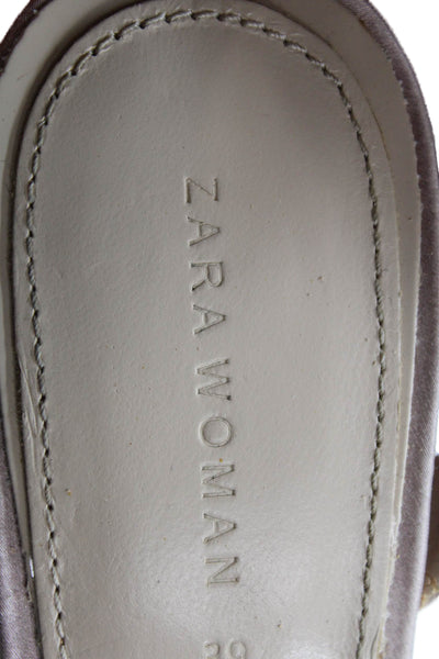 Zara Woman Womens Satin Acrylic Block Heel Sandals Pink Size 9