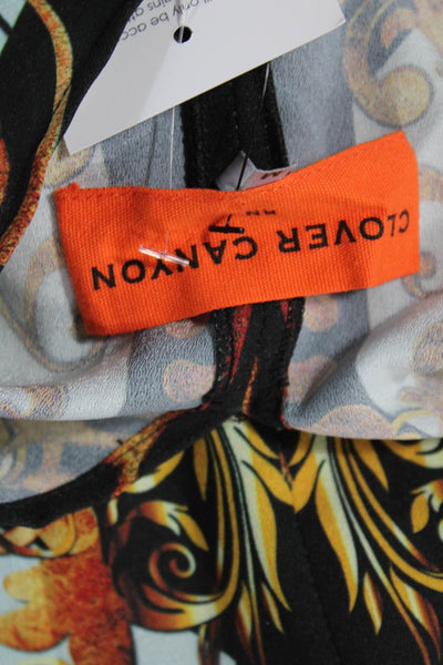Clover Canyon Womens Printed Collar Sleeveless Blouse Top Black Multi Size M