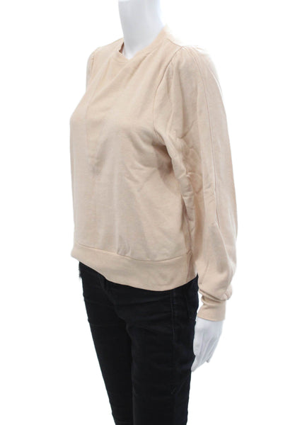 525 Womens Long Sleeves Crew Neck Sweatshirt Beige Cotton Size Small