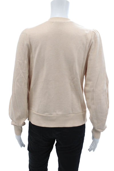 525 Womens Long Sleeves Crew Neck Sweatshirt Beige Cotton Size Small