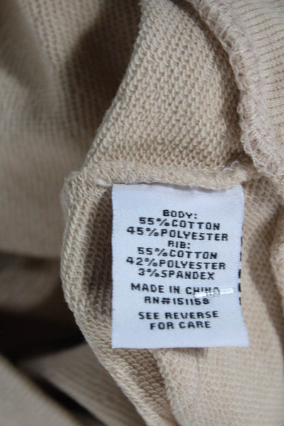525 Womens Long Sleeves Crew Neck Sweatshirt Beige Cotton Size Small