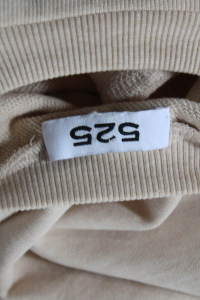 525 Womens Long Sleeves Crew Neck Sweatshirt Beige Cotton Size Small