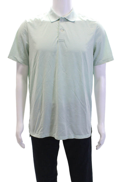 RLX Ralph Lauren Mens Cotton Short Sleeve V-neck Stripe Polo Shirt Green Size M