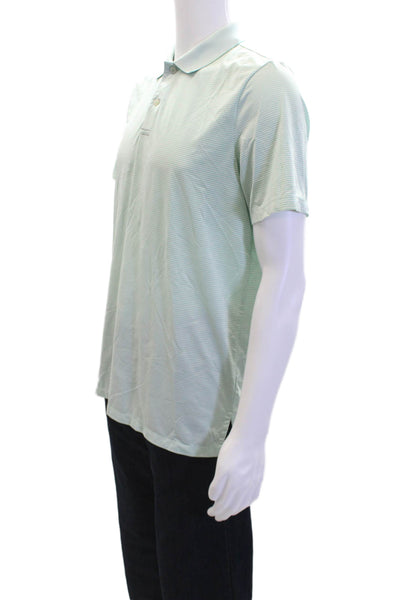 RLX Ralph Lauren Mens Cotton Short Sleeve V-neck Stripe Polo Shirt Green Size M