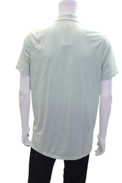 RLX Ralph Lauren Mens Cotton Short Sleeve V-neck Stripe Polo Shirt Green Size M