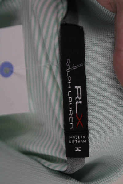 RLX Ralph Lauren Mens Cotton Short Sleeve V-neck Stripe Polo Shirt Green Size M
