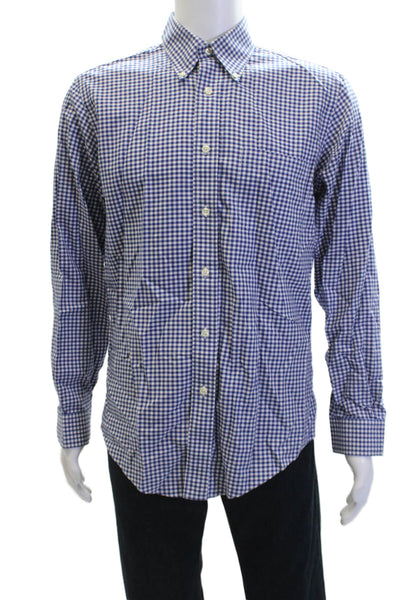 Brooks Brothers Mens Cotton Long Sleeve Button Up Gingham Shirt Blue Size M