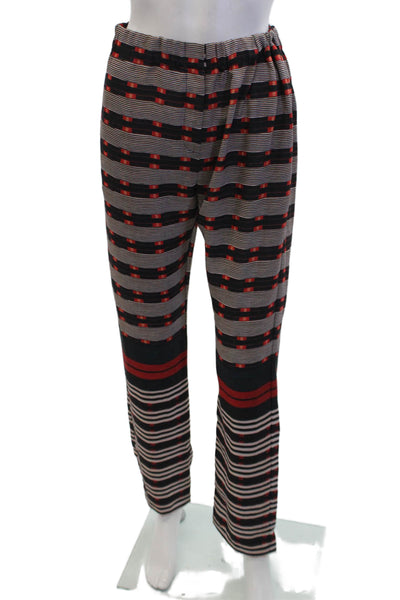 Clover Canyon Womens Printed High Rise  Straight Leg Pants Black Red Size M