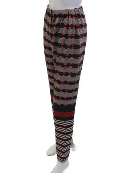 Clover Canyon Womens Printed High Rise  Straight Leg Pants Black Red Size M