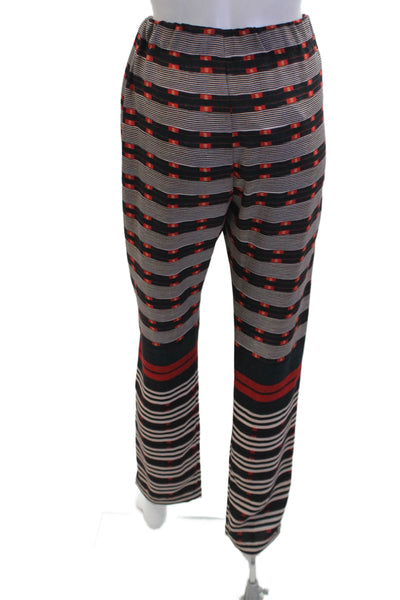 Clover Canyon Womens Printed High Rise  Straight Leg Pants Black Red Size M