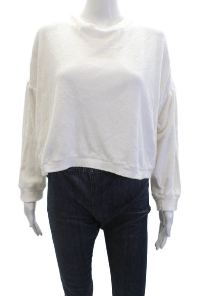 Mikoh Womens Terry Long Sleeve T Shirt White Size 1