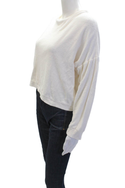 Mikoh Womens Terry Long Sleeve T Shirt White Size 1