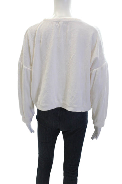 Mikoh Womens Terry Long Sleeve T Shirt White Size 1