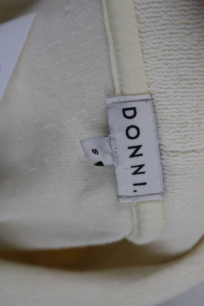 Donni Womens Terry Cropped Long Sleeve Pullover Hoodie White Size S