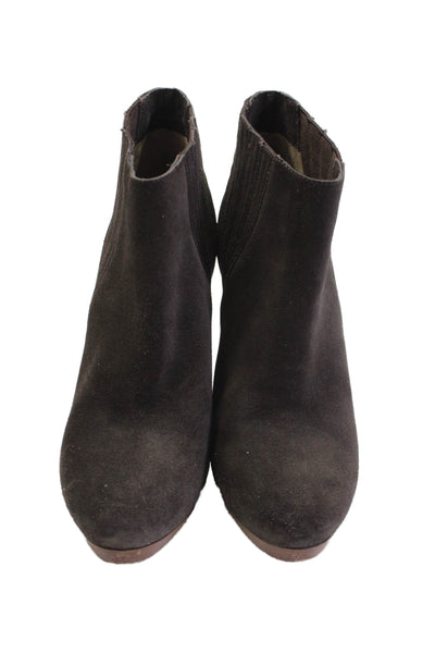 Roberto Del Carlo Womens Suede Block Heel Ankle Booties Brown Size 8