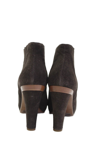 Roberto Del Carlo Womens Suede Block Heel Ankle Booties Brown Size 8