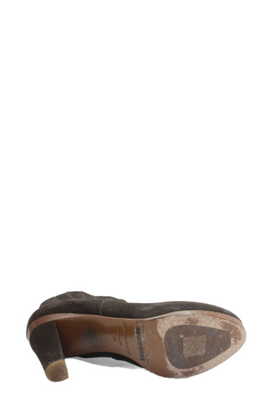 Roberto Del Carlo Womens Suede Block Heel Ankle Booties Brown Size 8