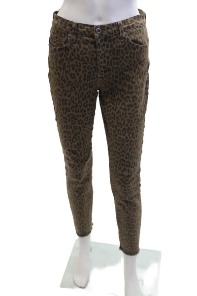 Pistola Womens Animal Print High Rise Skinny Leg Jeans Brown Black Size 26