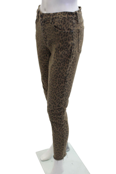 Pistola Womens Animal Print High Rise Skinny Leg Jeans Brown Black Size 26