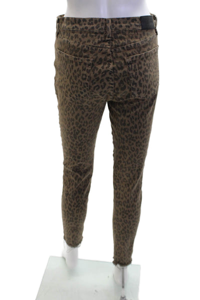 Pistola Womens Animal Print High Rise Skinny Leg Jeans Brown Black Size 26