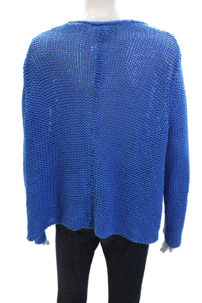Wooden Ships Womens Long Sleeves V Neck Sweater Blue Cotton Size Extra Small