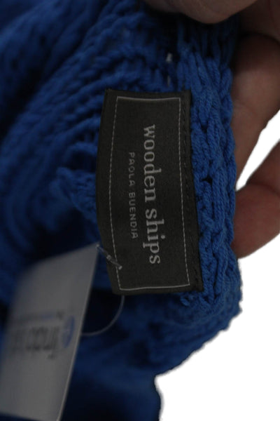 Wooden Ships Womens Long Sleeves V Neck Sweater Blue Cotton Size Extra Small