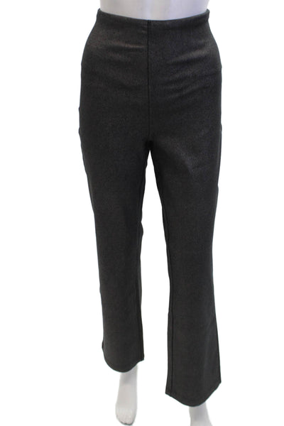 Lysse Womens Elastic Waistband Metallic Pants Silver Tone Size Large