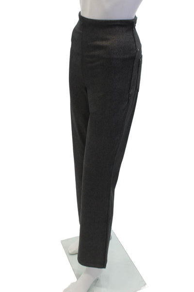 Lysse Womens Elastic Waistband Metallic Pants Silver Tone Size Large