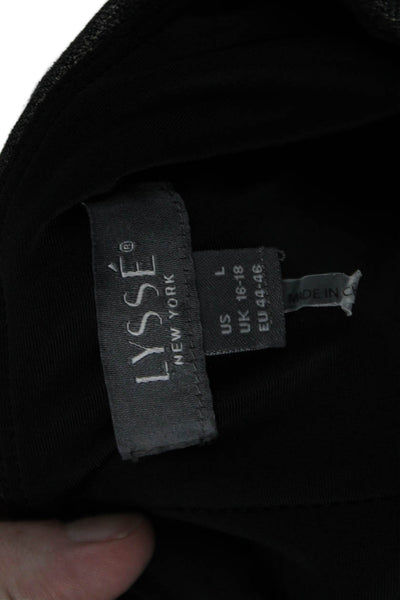 Lysse Womens Elastic Waistband Metallic Pants Silver Tone Size Large