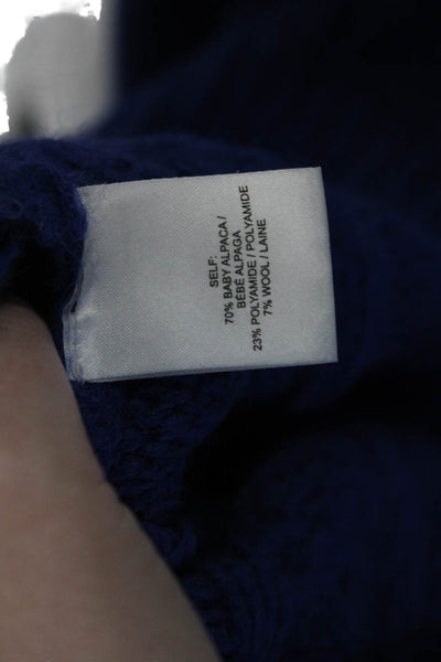The Westside Womens Alpaca Cable Knit Crew Neck Sweater Top Blue Size XS