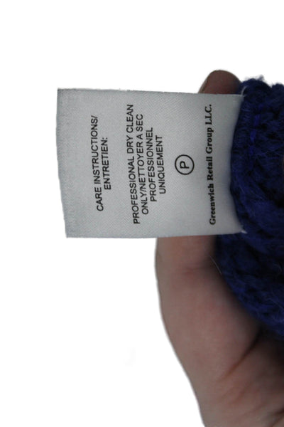 The Westside Womens Alpaca Cable Knit Crew Neck Sweater Top Blue Size XS