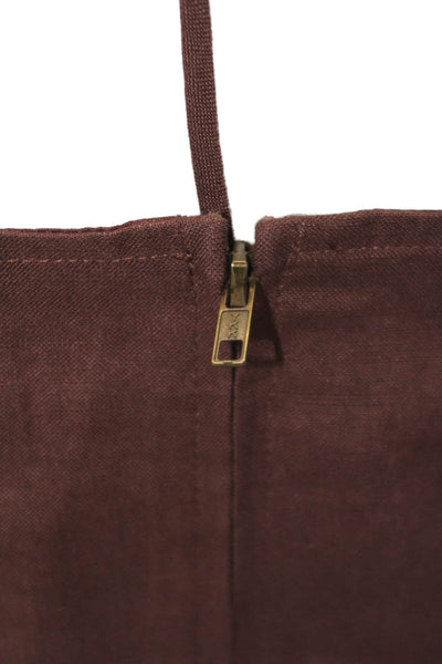 Lioness Womens Linen Zip Back Sleeveless Corset Blouse Top Brown Size S