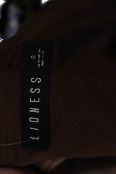 Lioness Womens Linen Zip Back Sleeveless Corset Blouse Top Brown Size S