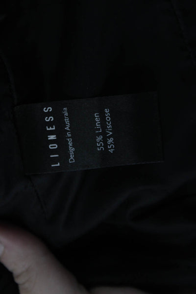 Lioness Womens Linen Zip Back Sleeveless Corset Blouse Top Black Size S