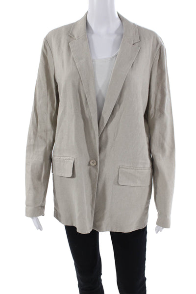 Pure DKNY Womens Linen Blazer Beige Size M