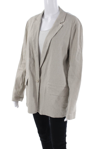 Pure DKNY Womens Linen Blazer Beige Size M