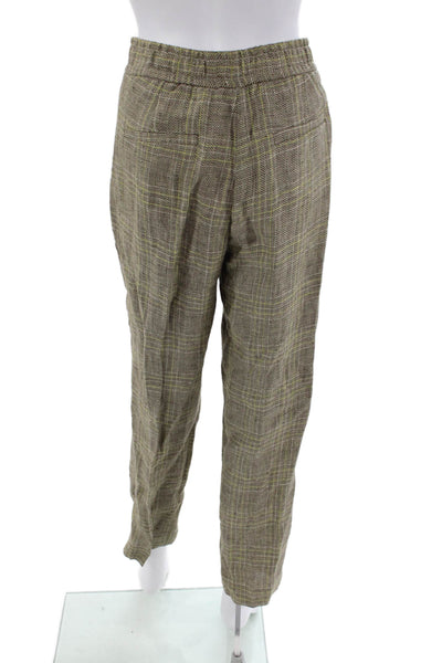 Massimo Dutti Womens Check Print Straight Leg Zip Fly Trouser Pants Gray Size 8