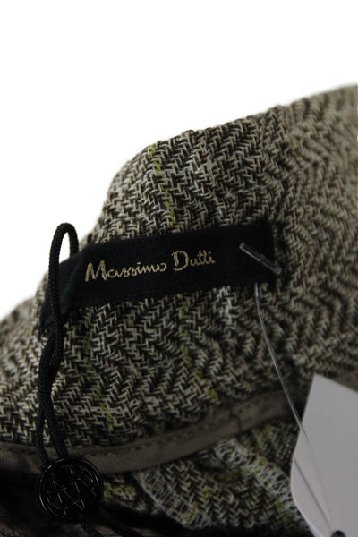 Massimo Dutti Womens Check Print Straight Leg Zip Fly Trouser Pants Gray Size 8