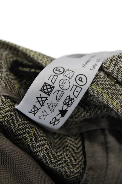 Massimo Dutti Womens Check Print Straight Leg Zip Fly Trouser Pants Gray Size 8