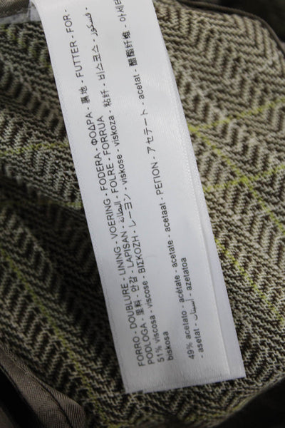 Massimo Dutti Womens Check Print Straight Leg Zip Fly Trouser Pants Gray Size 8