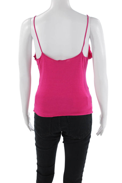 Emporio Armani Womens Sleeveless V-Neck Ruched Side Tank Top Hot Pink Size 1