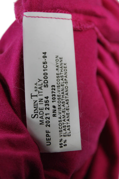 Emporio Armani Womens Sleeveless V-Neck Ruched Side Tank Top Hot Pink Size 1