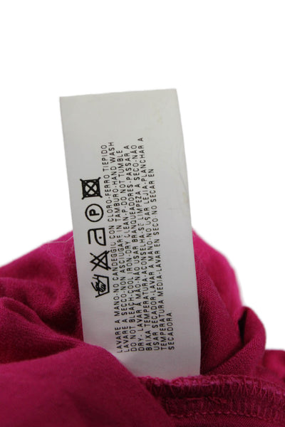 Emporio Armani Womens Sleeveless V-Neck Ruched Side Tank Top Hot Pink Size 1