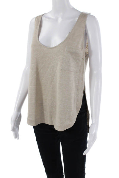Sally LaPointe Womens Round Neck Sleeveless High Low Tank Top Light Brown Size M