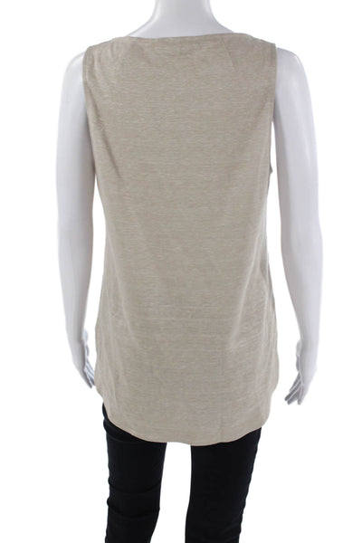 Sally LaPointe Womens Round Neck Sleeveless High Low Tank Top Light Brown Size M