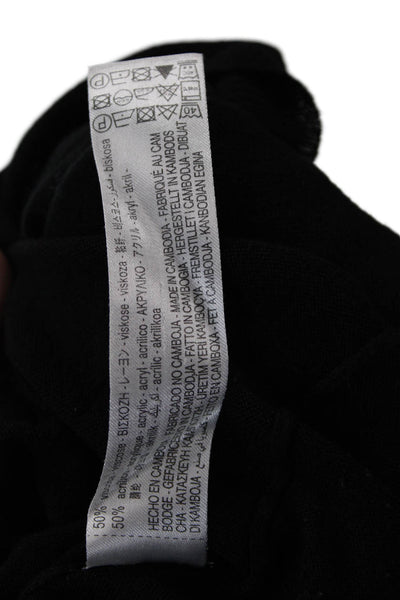 Zara Womens Crew Neck Long Sleeve Casual Top Solid Black Size L