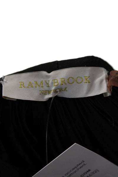 Ramy Brook Womens Satin Peasant Sleeve Tied Neck Detail Blouse Black Size XS